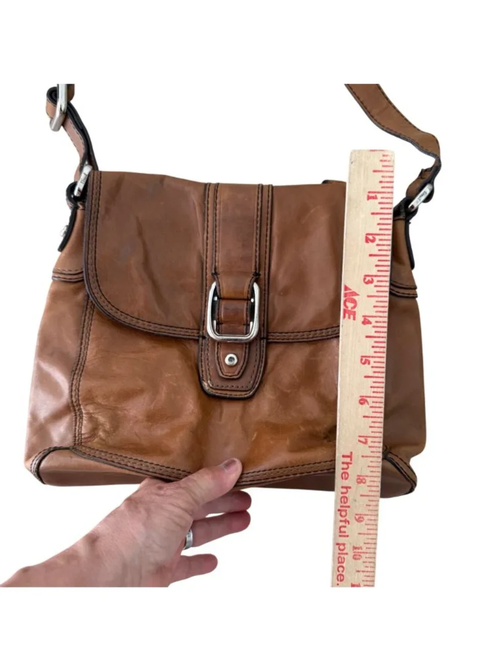 Fossil Brown Leather Crossbody Bag Boho Western